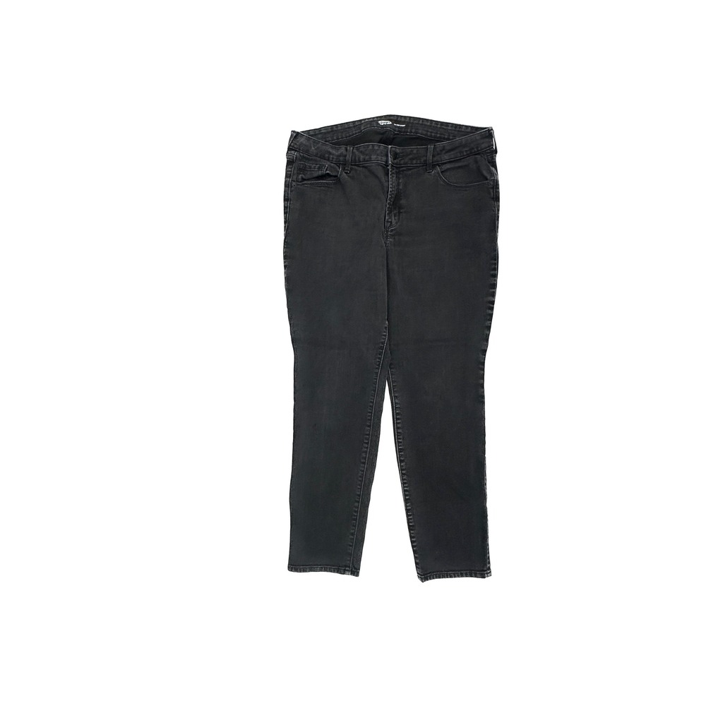 Old Navy Pop Icon Skinny Jeans Womens 16 Black Faded Denim Stretch Mid Rise